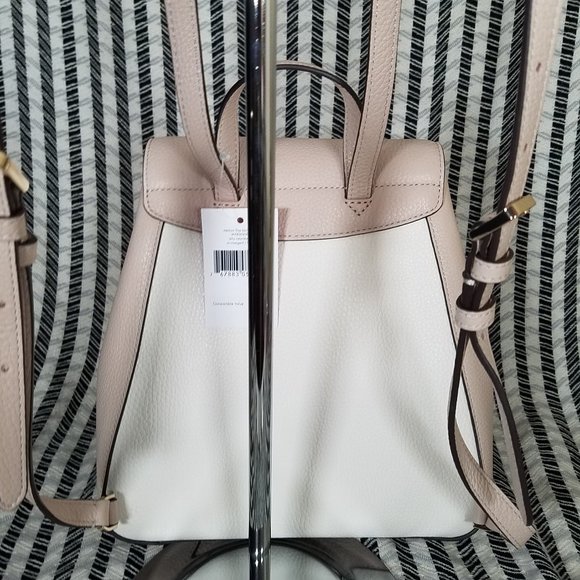 🏝 MAKE AN OFFER  Kate Spade Leila Warm Beige White Backpack Medium - Picture 6 of 11